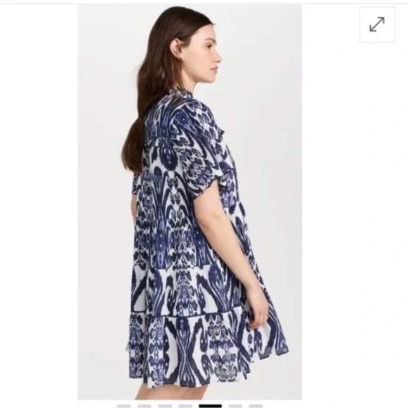 RO'S GARDEN Vibeka Short Sleeve Dress in Blue/White Pattern - Picture 8 of 8